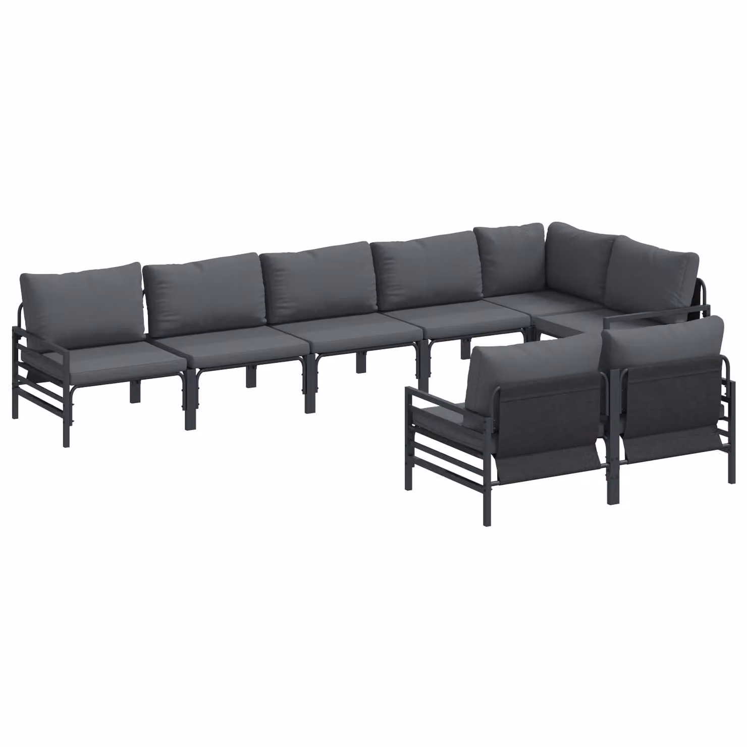 Berkfield Home 8-Piece Anthracite Garden Sofa Set with Powder Coated Steel Frame and Cushions – 2