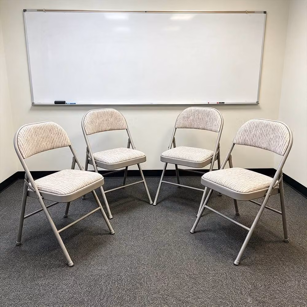 Ventryn Grey Striped Fabric Upholstered Folding Chairs, 4 Pack – 3