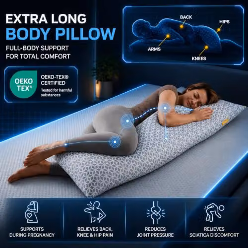 Brightr Extra Long Hug Body Pillow in Grey, W/D/H: 140 x 50 cm – 2