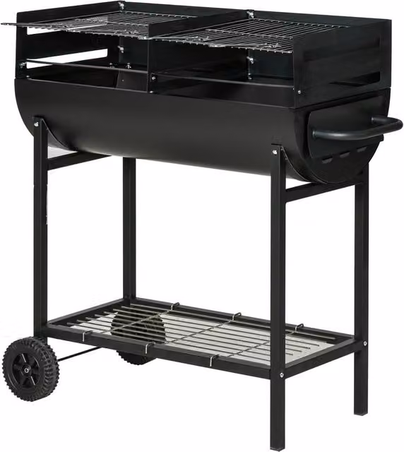 Rolipo Steel 2-Grill Charcoal BBQ with Wheels, Black – 1