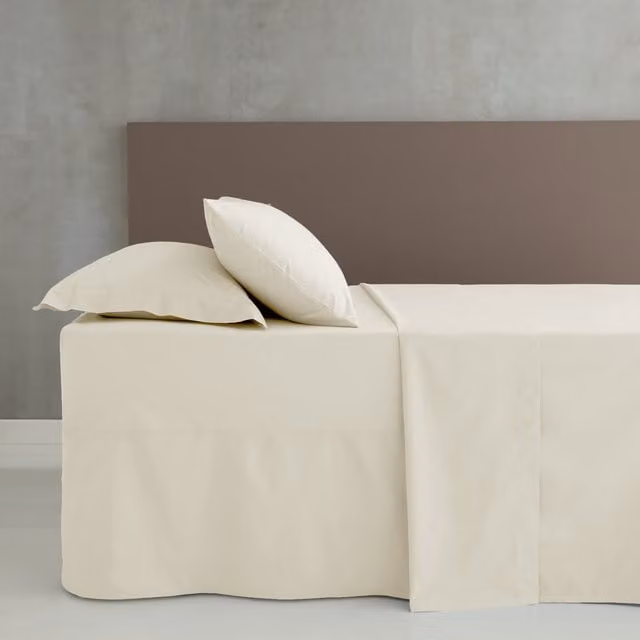 Catherine Lansfield Easy Iron Percale Weave Flat Sheet in Cream