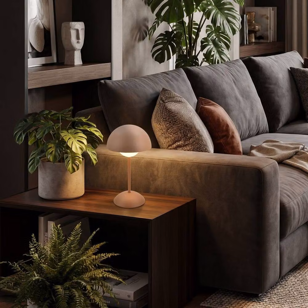 Briloner Rechargeable LED Mushroom Table Lamp with Touch Dimming, IP44 Waterproof, Coffee Beige, H 29 cm x W 16 cm x D 16 cm – 5