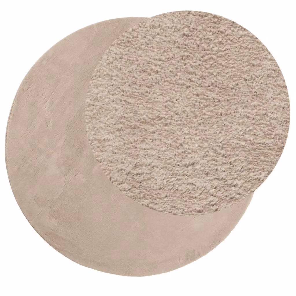Berkfield Home HUARTE Round Short Pile Washable Rug in Sand and Brown, Diameter: 200 cm – 2