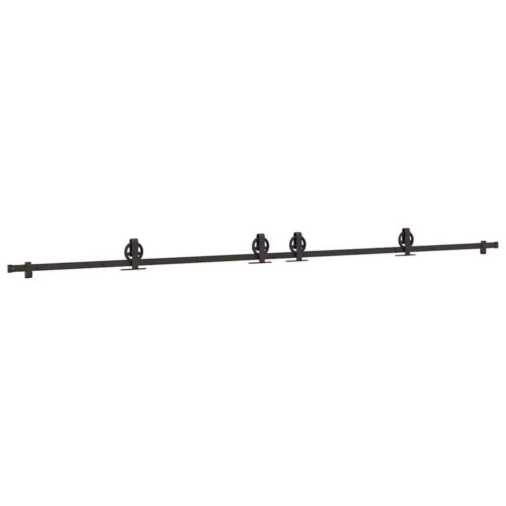 Berkfield Home Sliding Door Hardware Kit in Black Steel, 366 cm – 1