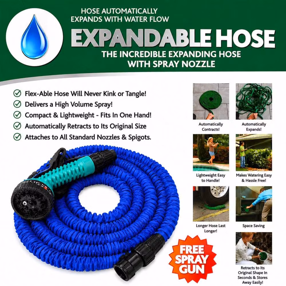 Smart Living Expandable Garden Hose with Spray Nozzle in Blue, 15m – 2