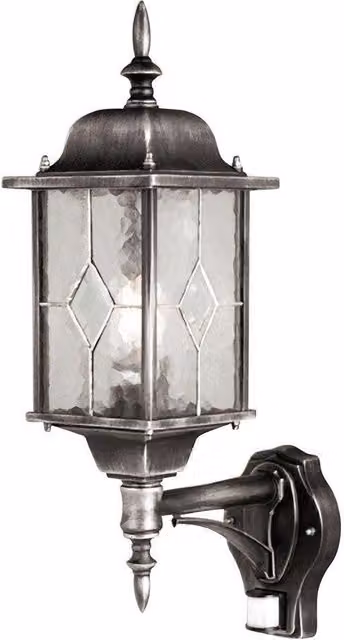 Netlighting Wexford Motion Sensor Outdoor Lantern Light in Black and Silver, IP43, E27