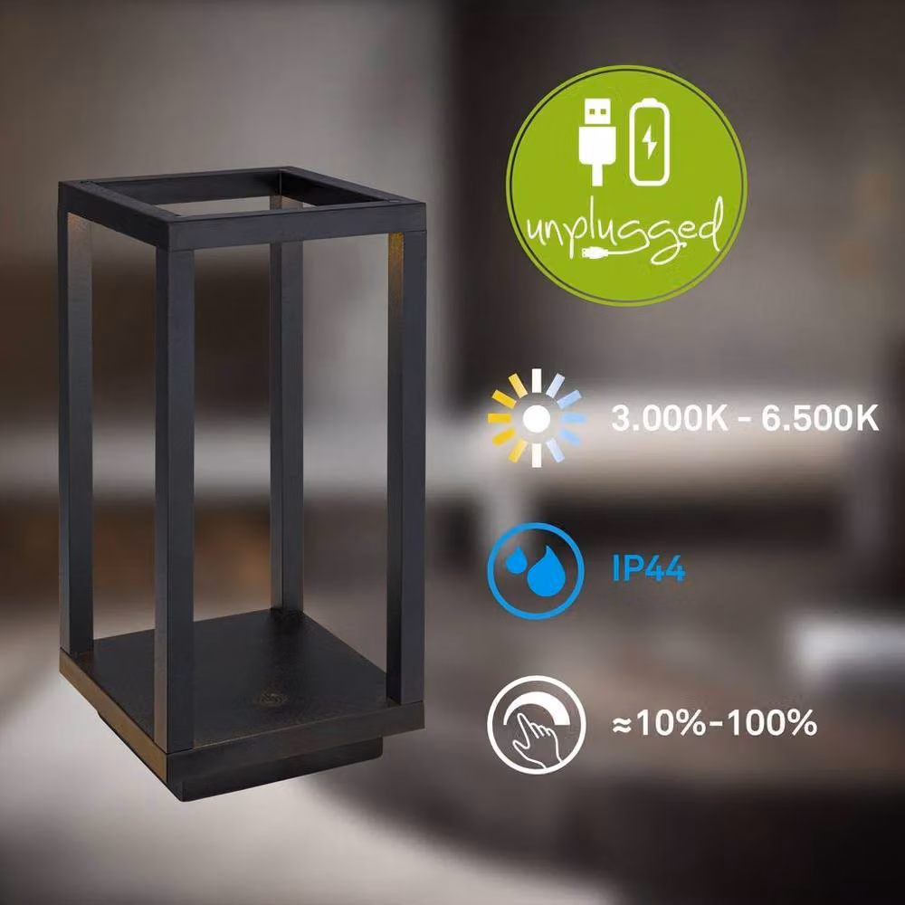 Briloner LED Lantern Table Lamp, Rechargeable Cordless Touch Dimmer with CCT, Black – 2