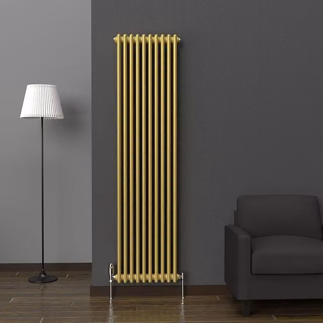 Lux Heat Vertical Coloured Column Radiator in Metallic Gold, H 180 cm x W 47 cm