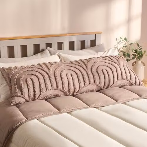 OHS Tufted Arches Bolster Pillow for Maternity Support and Side Sleeping, W: 135 cm, D: 45 cm, H: 45 cm, Pink
