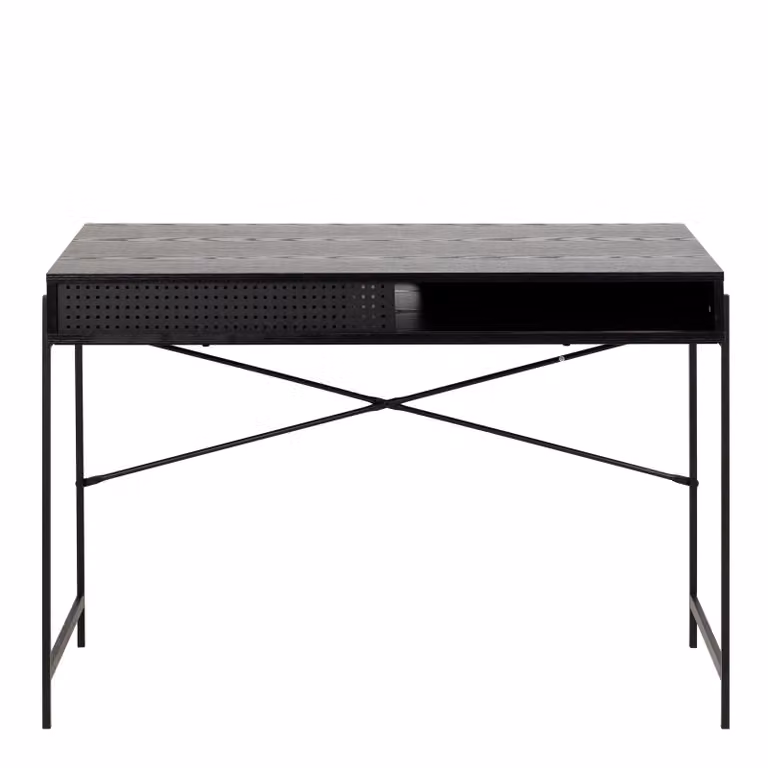 Furniture To Go Angus Black Minimalist Computer Desk with Sliding Door