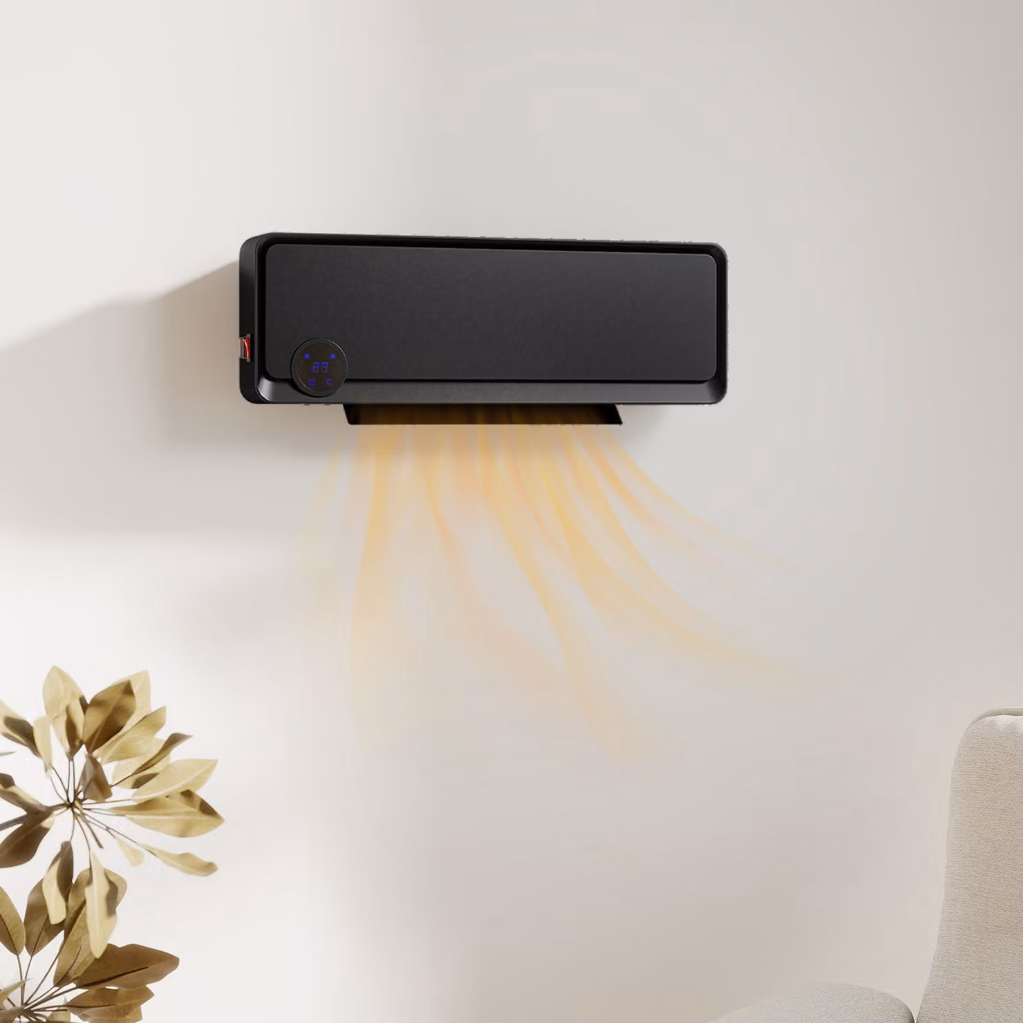 HOMCOM Black Wall Mounted Ceramic Fan Heater with Remote Control, Timer and Thermostat, 2000W – 2