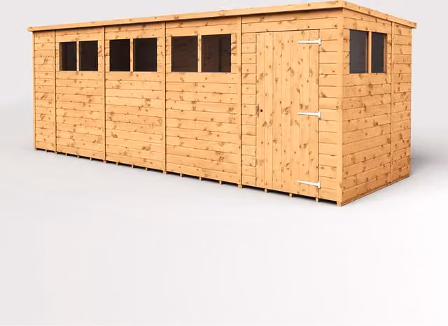 Empire Sheds Brown Modular Pent Garden Shed with Single Door and Windows