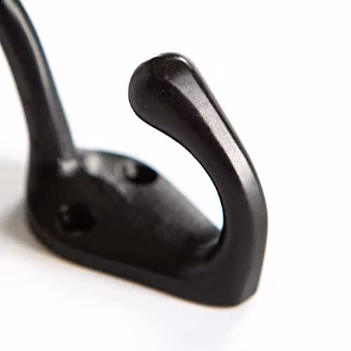 Hammer and Tongs Matt Black Powder-Coated Iron Narrow Hat and Coat Wall Hook, Pack of 5 – 3