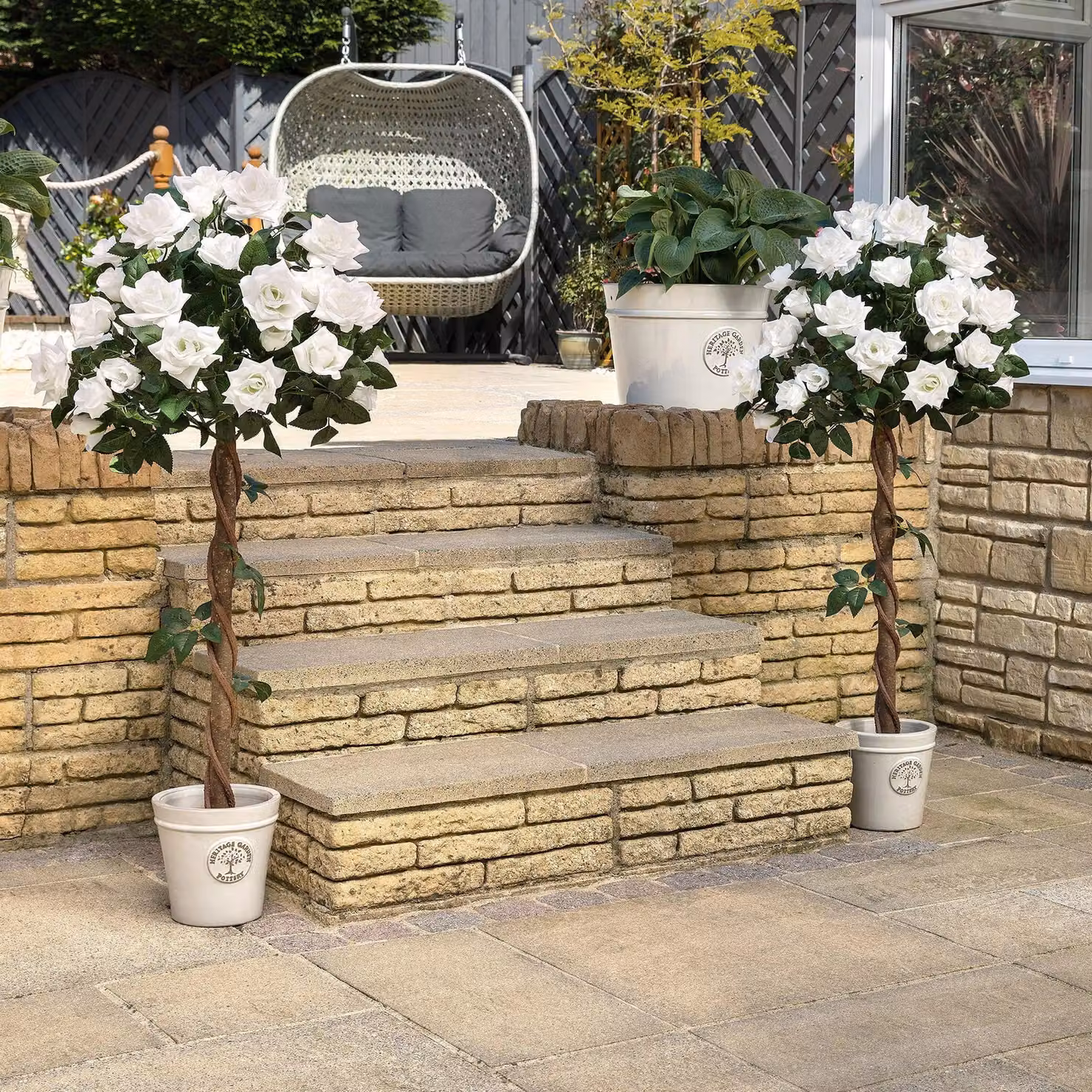 Christow Artificial Rose Tree in Beige, Pink and White for Indoor or Outdoor Wedding Decoration, H 120 cm x W 46 cm x D 46 cm – 2