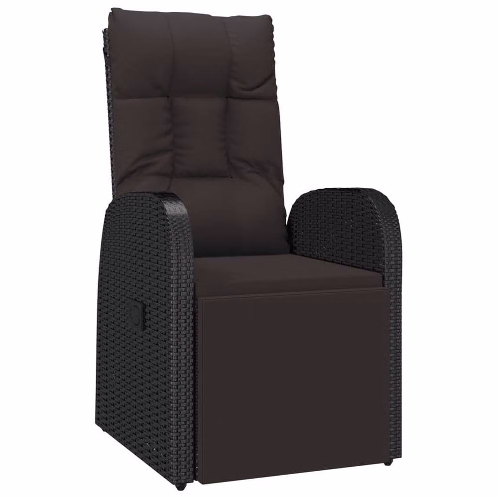 Berkfield Home Reclining Garden Chair with Cushions in Black Poly Rattan – 2