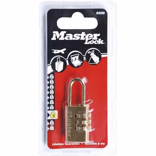 Master Lock 3-Digit Combination Aluminium Padlock in Gold, W: 5.6 cm, D: 3 cm, H: 1.4 cm – 1