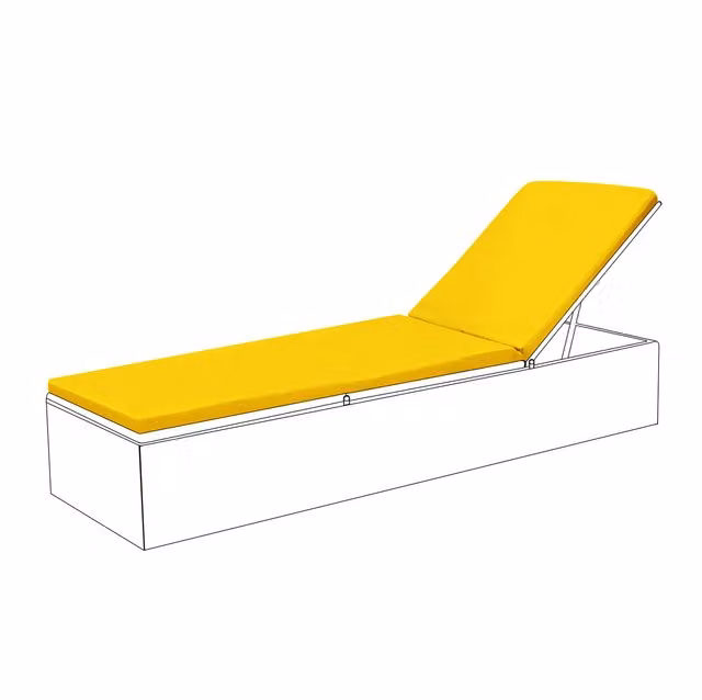 Gardenista Yellow Rectangular Outdoor Sun Lounger Cushion with Water Repellent Fabric