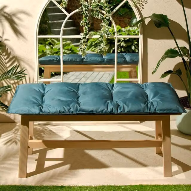 OHS Green Petrol Outdoor 2 Seater Bench Cushion with Water Repellent Fabric, W: 110 cm, D: 40 cm, H: 40 cm