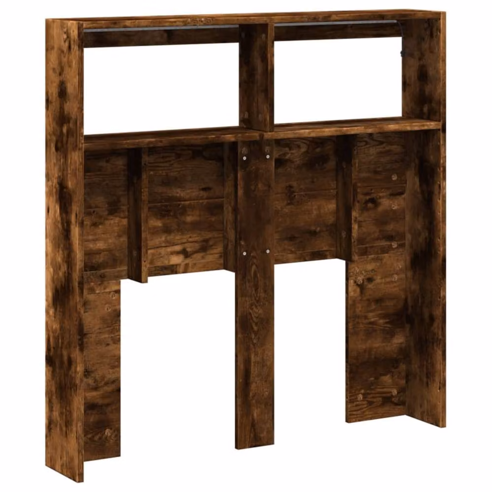 Berkfield Home Headboard Cabinet with LED in Smoked Oak, Brown, W/D/H: 100 x 17 x 102 cm – 6