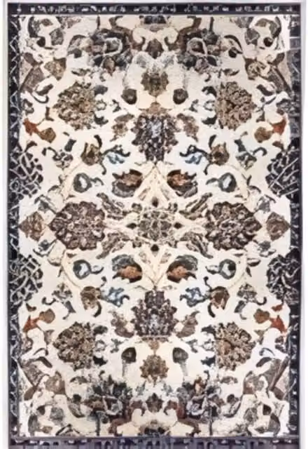 THE RUGS Caracci Orient Rug in Cream and Beige with Vintage Floral Design, W: 80 cm, L: 240 cm