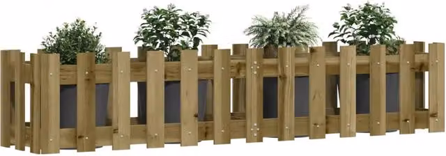 Berkfield Home Garden Raised Bed with Fence Design in Brown Impregnated Pine Wood, W/D/H: 150 x 30 x 30 cm