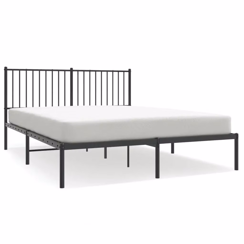 Berkfield Home Metal Bed Frame with Headboard in Black, W/D/H: 150 x 200 cm – 2