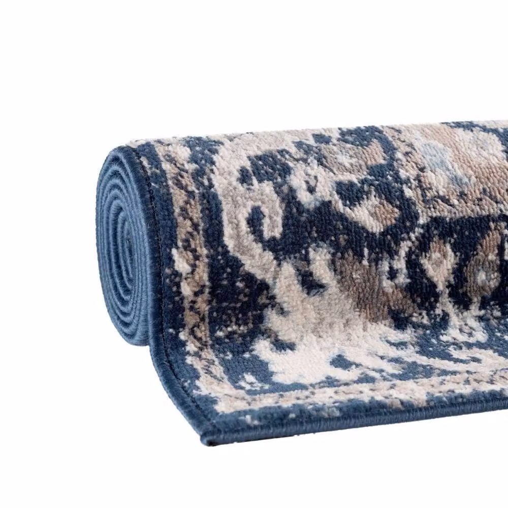 THE RUGS Montana Medallion Navy and Cream Living Room Area Rug in Blue, W: 240 cm, D: 340 cm – 5