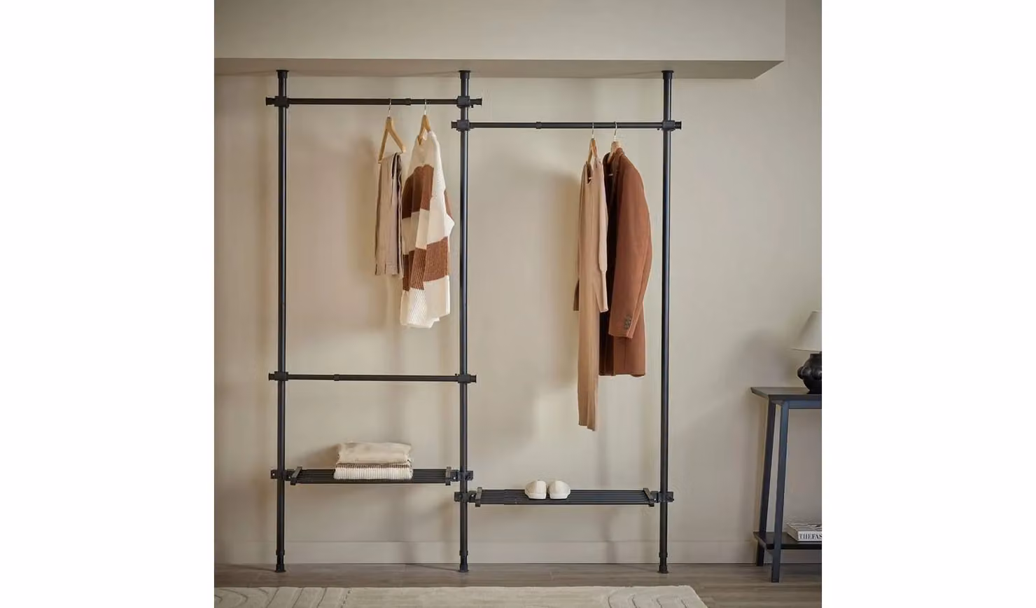Argos Matt Black Double Adjustable Continuous Linear Metal Clothes Rail