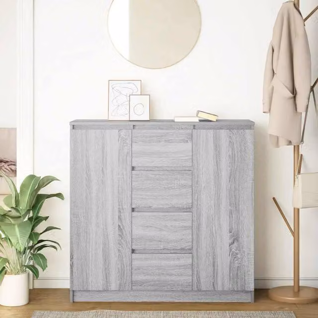 Berkfield Home Grey Sonoma Sideboard with Drawers, W/D/H: 100.5 x 35 x 98.5 cm – 1
