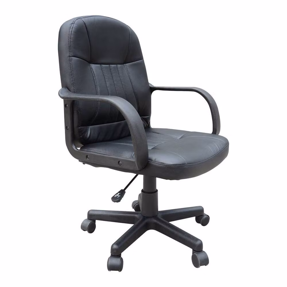 Rolipo Black Faux Leather Swivel Task Chair for Home Office – 2