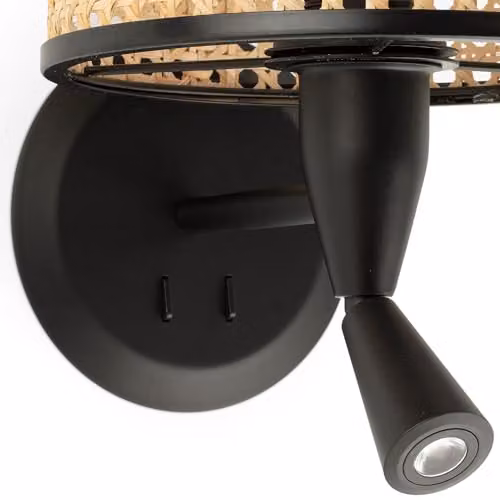 Netlighting Mambo Rattan Wall Reading Light Black E27 H 20 cm, W 21 cm, D 21 cm – 3