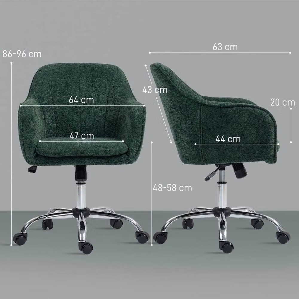 Havendro Modern Snow Flannel Green Upholstered Swivel Task Chair for Home Office and Bedroom – 2
