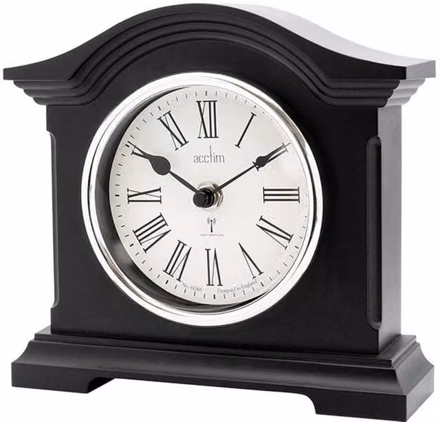 Acctim Chestfield Black Radio Controlled Analog Tabletop Mantel Clock