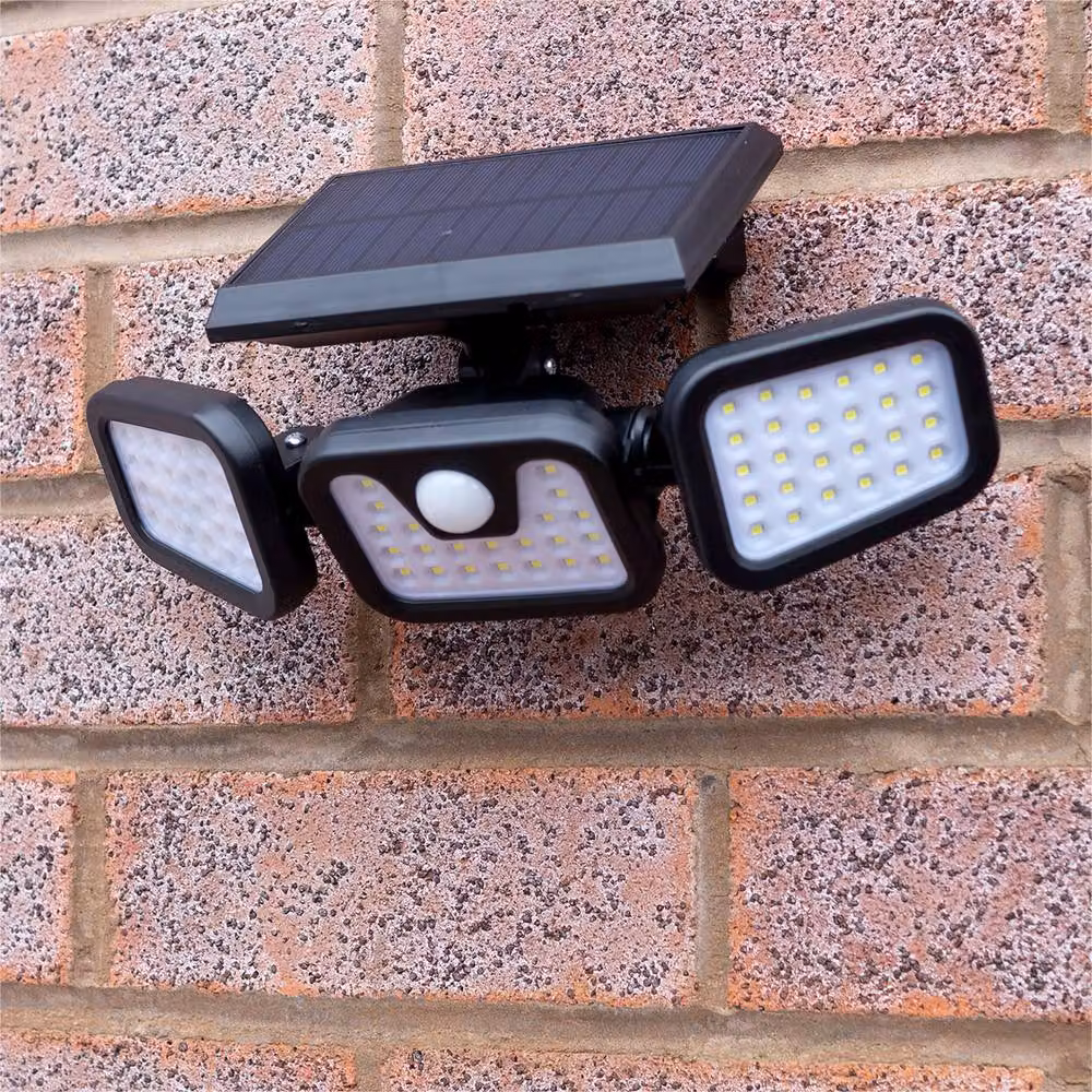 St Helens Home & Garden Solar Powered Motion Sensor Wall Security Light with 74 LEDs in Black – 12