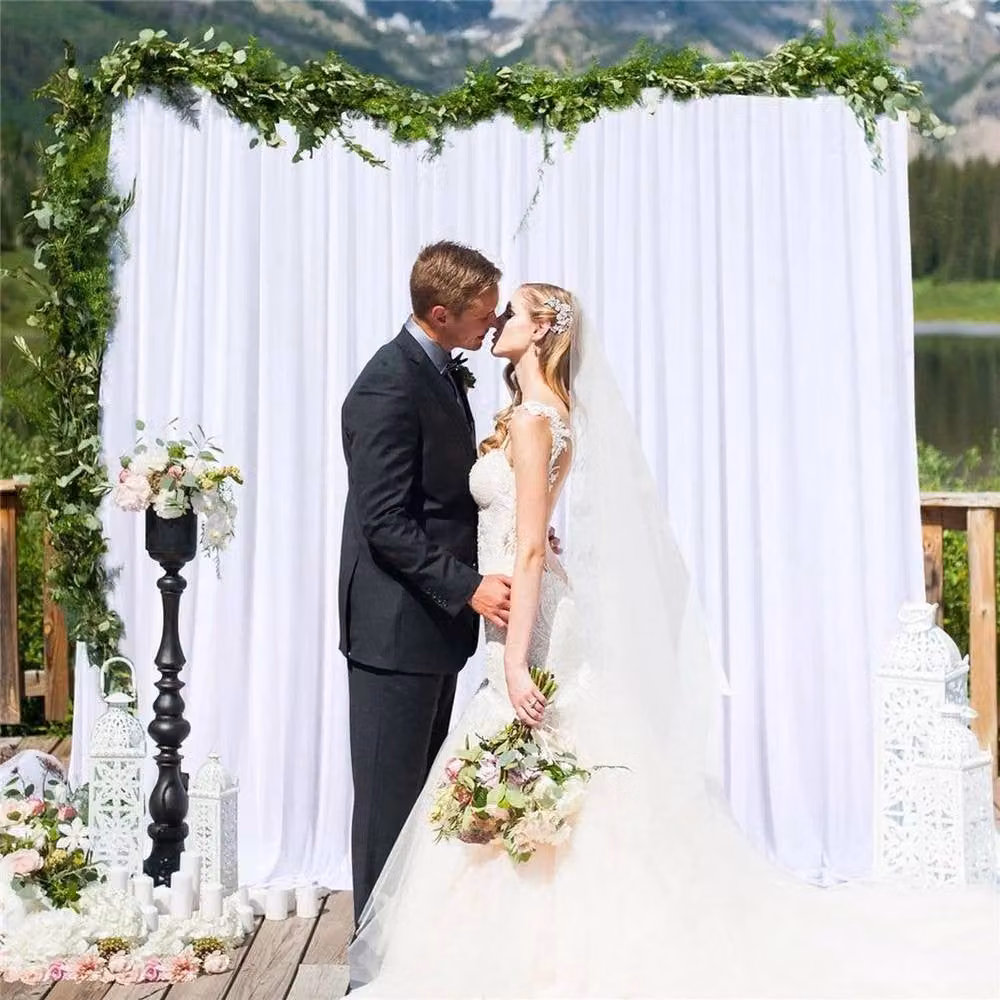 NESTLUNE White Ice Silk Backdrop Curtain for Wedding and Bridal Stages – 2