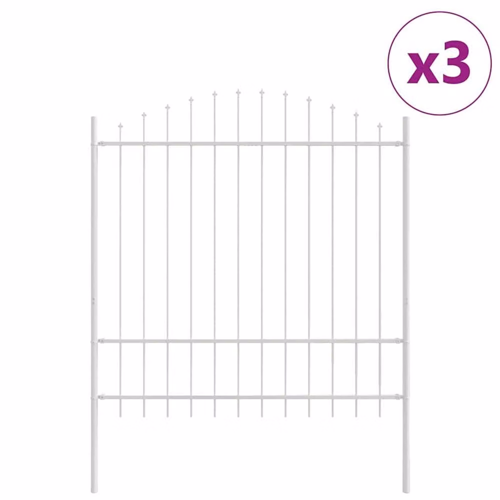 Berkfield Home Practical Garden Fence with Hoop Top, White Powder-Coated Steel, H: 215 cm x W: 200 cm x D: 3 cm – 2