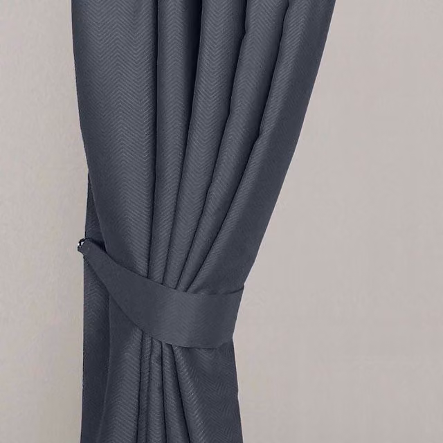 Homescapes Herringbone Chevron Curtain Tie Back Pair in Grey