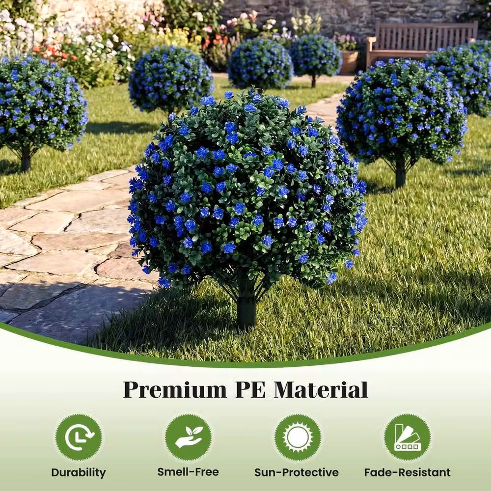 VOGREX 2-Pack Green and Purple Faux Floral Topiary Trees, Height: 70 cm – 3