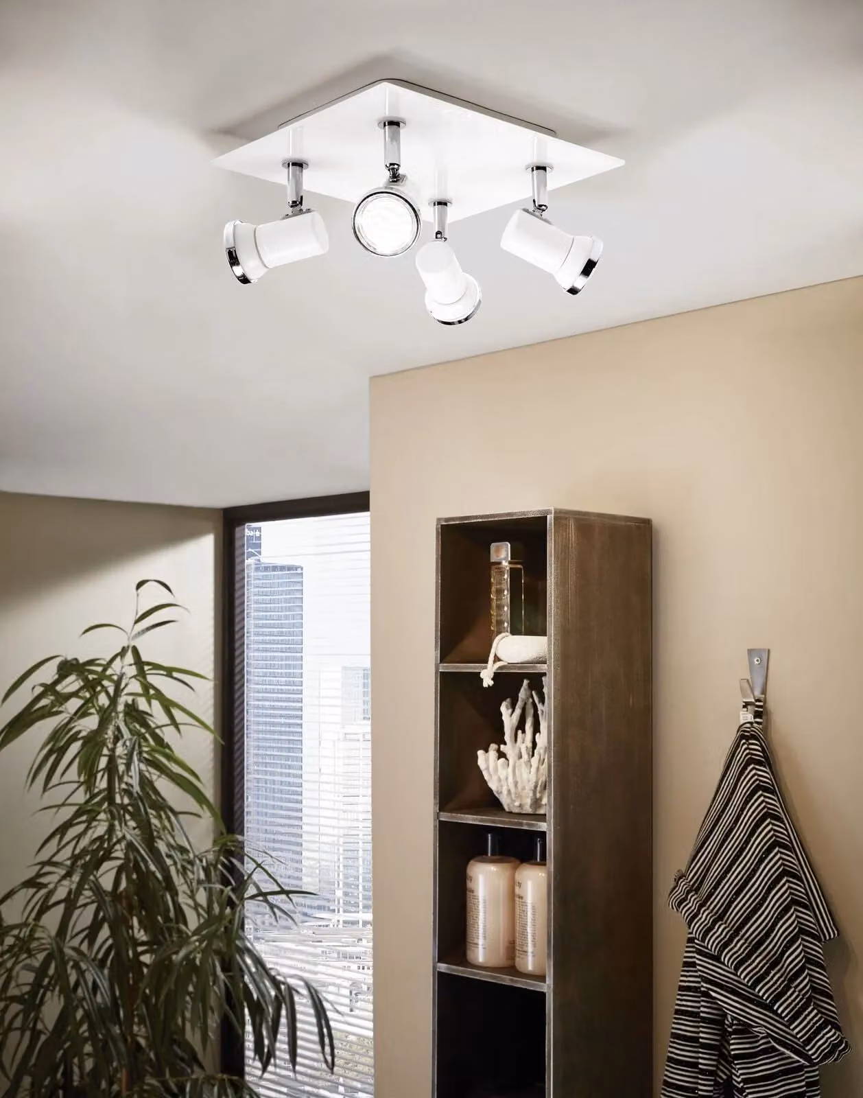 Loops White and Chrome IP44 Wall and Ceiling Bathroom Light with GU10 Bulbs Included – 2