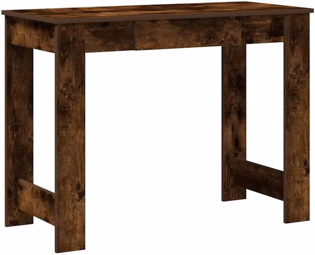 Berkfield Home Smoked Oak Writing Desk in Brown, W/D/H: 100 x 45 x 75 cm