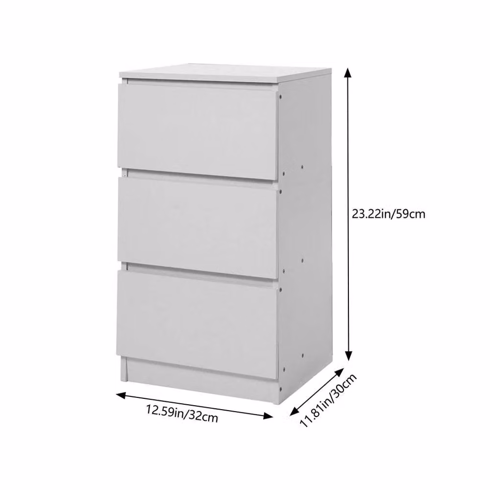 FORGEVIO 3 Drawer Storage Cabinet in White, Slim Bedside Table – 2