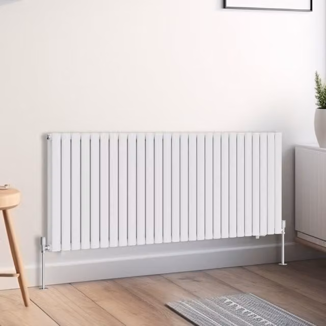 Right Radiators Oval Double Panel Horizontal Radiator, White, H: 60.0 cm, W: 159.3 cm
