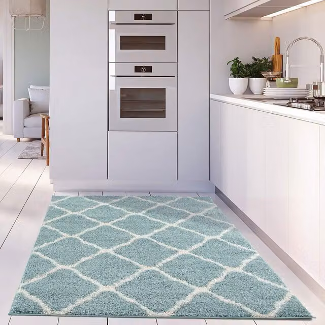 Myshaggy Moroccan Design Rug in Duck Egg Blue, W: 80 cm, L: 150 cm