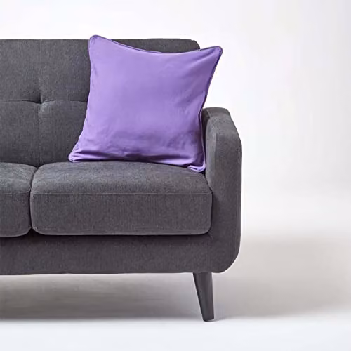 Homescapes Plain Purple Cotton Square Cushion Cover, W/D/H: 60 x 60 x 60 cm – 3