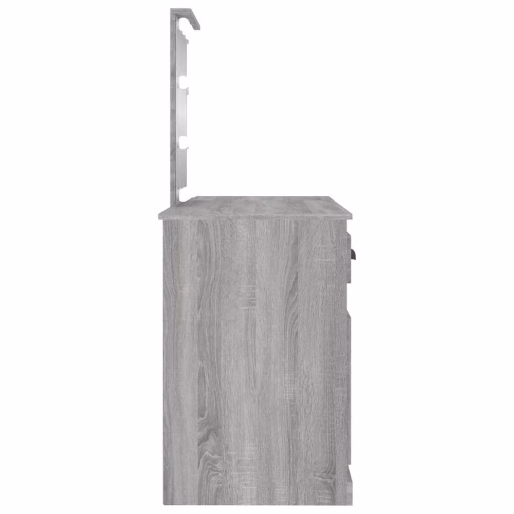 Berkfield Home Dressing Table with Hollywood LED Mirror in Grey Sonoma, W: 130 cm, D: 50 cm, H: 132.5 cm – 3
