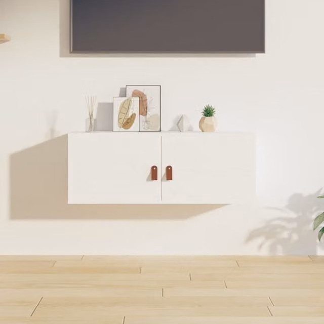 Berkfield Home White Solid Wood Pine Wall Cabinet W: 80 cm, D: 30 cm, H: 30 cm – 1