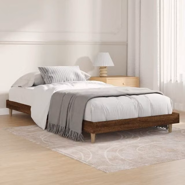 Berkfield Home Brown Oak Bed Frame, W/D/H: 100 x 200 cm, Engineered Wood – 1