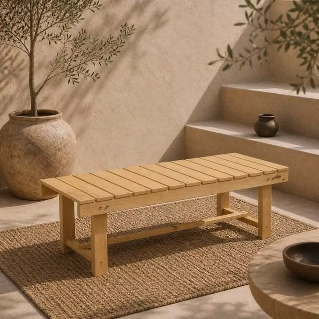 Wyld Haus Liveba Natural Fir Wood Backless 2 Seater Garden Bench Set, W: 110 cm