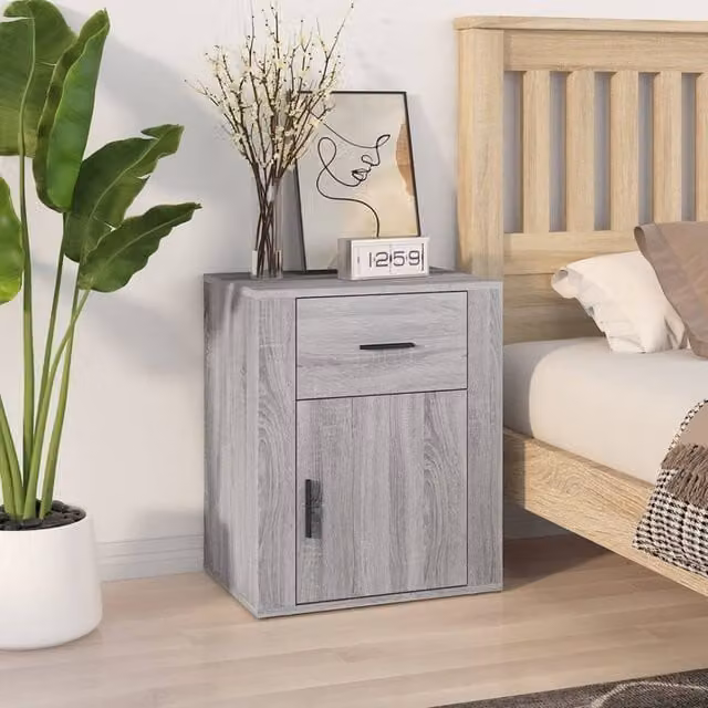 Berkfield Home Bedside Cabinet in Grey Sonoma, W/D/H: 50 x 36 x 60 cm