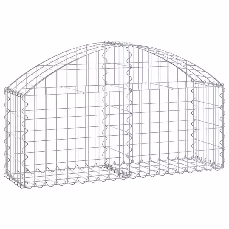 Berkfield Home Arched Gabion Basket in Silver Galvanised Steel, W: 100 cm, D: 30 cm, H: 40/60 cm